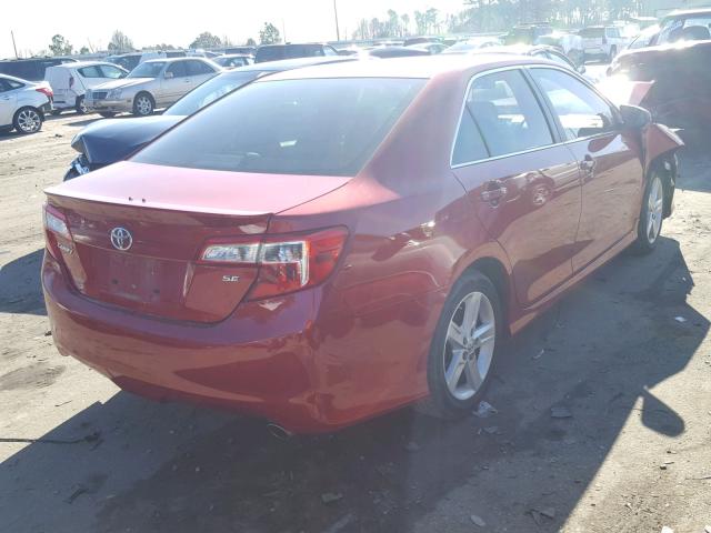 4T1BF1FK0EU863074 - 2014 TOYOTA CAMRY L RED photo 4