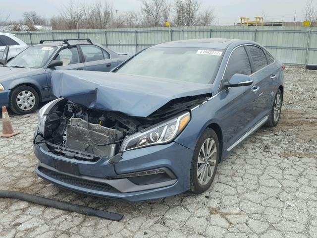 5NPE34AF1GH436179 - 2016 HYUNDAI SONATA SPO BLUE photo 2