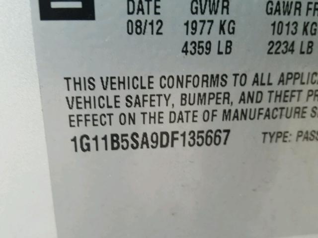 1G11B5SA9DF135667 - 2013 CHEVROLET MALIBU LS SILVER photo 10