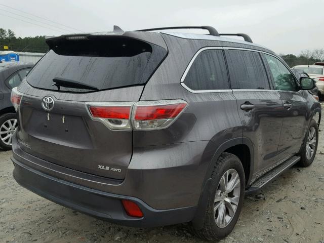 5TDJKRFH8FS148127 - 2015 TOYOTA HIGHLANDER GRAY photo 4