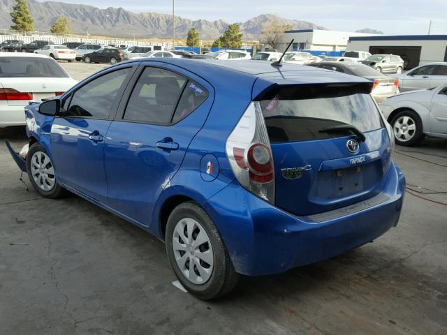 JTDKDTB35D1534231 - 2013 TOYOTA PRIUS C BLUE photo 3