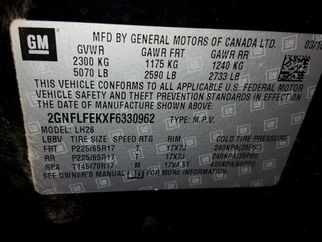 2GNFLFEKXF6330962 - 2015 CHEVROLET EQUINOX LT BLACK photo 10