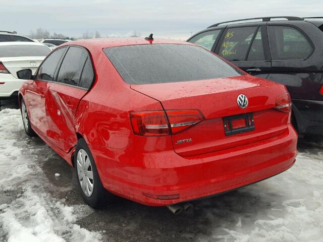 3VW2K7AJ0FM316357 - 2015 VOLKSWAGEN JETTA BASE RED photo 3