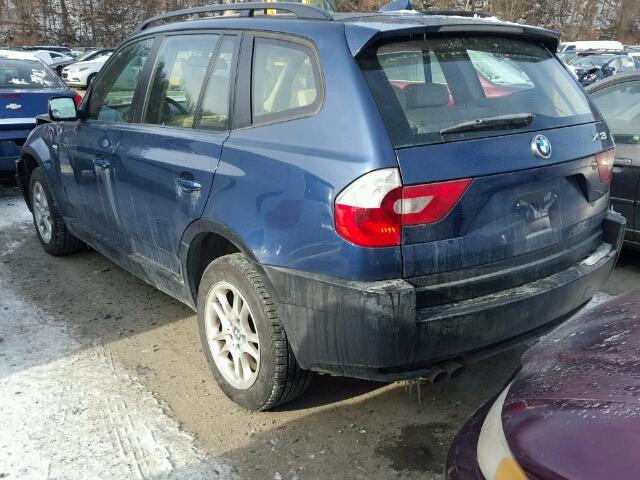 WBXPA73474WC44045 - 2004 BMW X3 2.5I BLUE photo 3