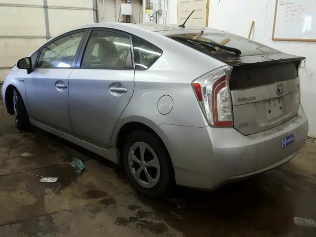 JTDKN3DU9D5687254 - 2013 TOYOTA PRIUS SILVER photo 3