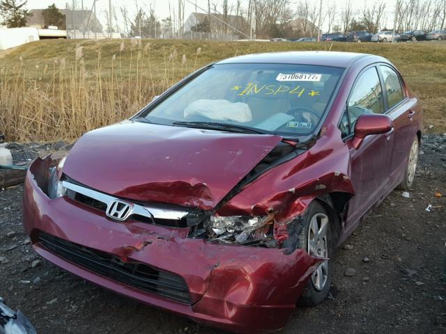 2HGFA16527H510521 - 2007 HONDA CIVIC LX RED photo 2