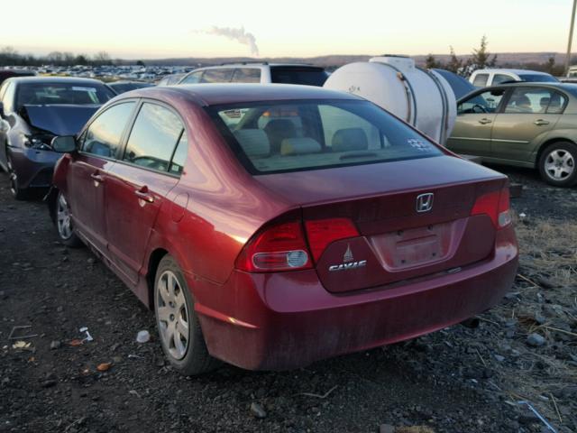 2HGFA16527H510521 - 2007 HONDA CIVIC LX RED photo 3