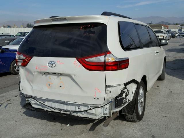 5TDYK3DCXFS637504 - 2015 TOYOTA SIENNA XLE WHITE photo 4