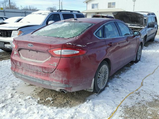 3FA6P0LU6ER111069 - 2014 FORD FUSION SE RED photo 4