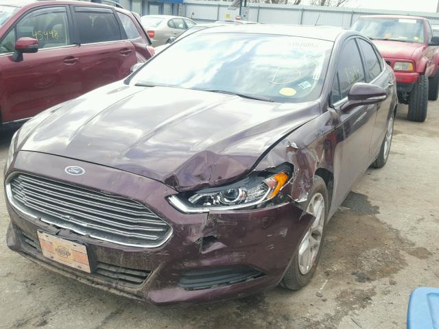 3FA6P0H78DR274565 - 2013 FORD FUSION SE MAROON photo 2