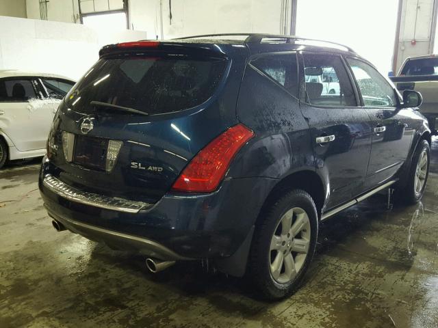 JN8AZ08WX7W656432 - 2007 NISSAN MURANO SL BLUE photo 4