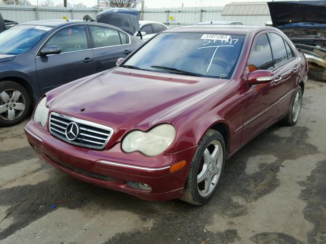 WDBRF64J71F029360 - 2001 MERCEDES-BENZ C 320 BURGUNDY photo 2