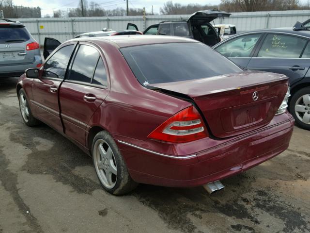 WDBRF64J71F029360 - 2001 MERCEDES-BENZ C 320 BURGUNDY photo 3