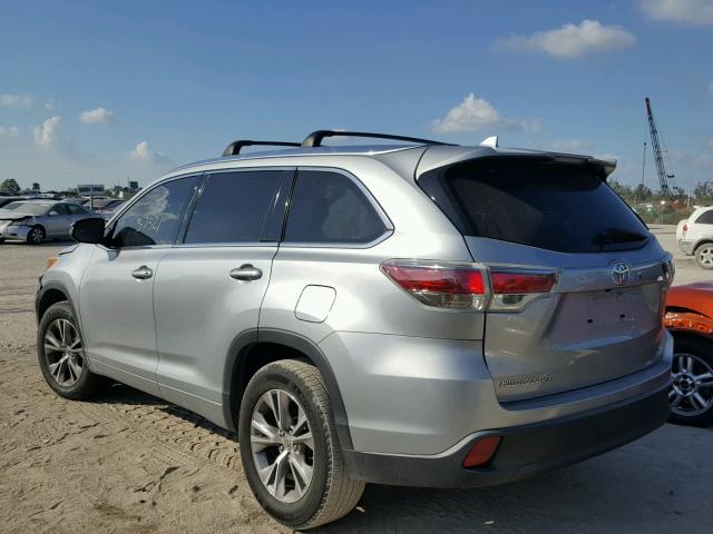 5TDKKRFH7FS088412 - 2015 TOYOTA HIGHLANDER SILVER photo 3