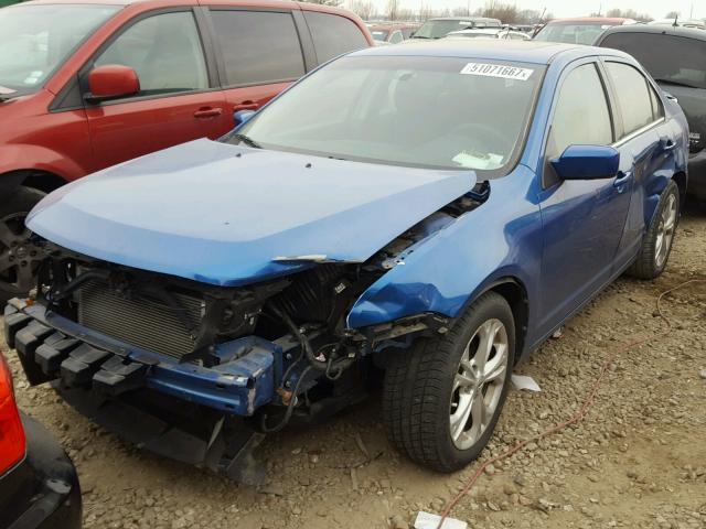 3FAHP0HA8CR107996 - 2012 FORD FUSION SE BLUE photo 2