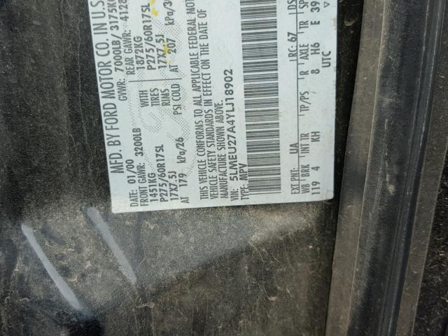 5LMEU27A4YLJ18902 - 2000 LINCOLN NAVIGATOR შავი ფოტო 10