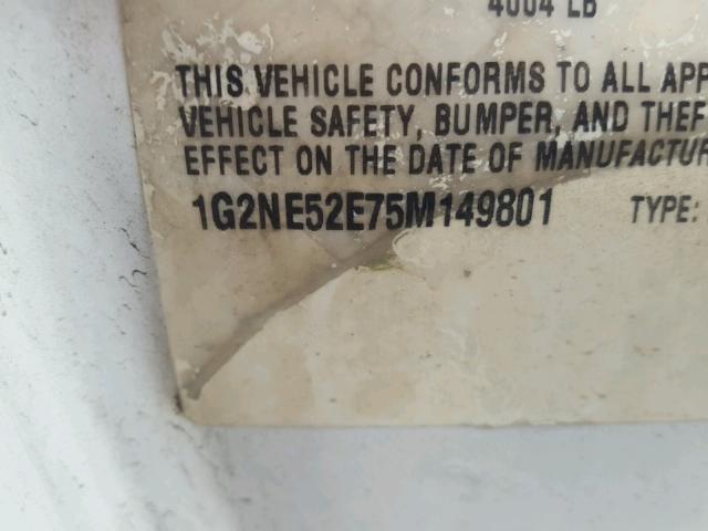 1G2NE52E75M149801 - 2005 PONTIAC GRAND AM S 白色 照片 10