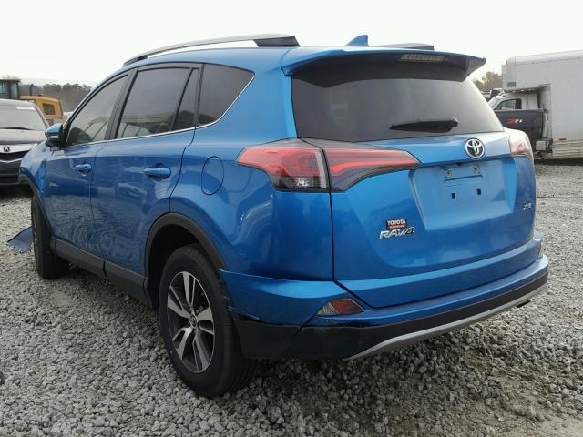 JTMWFREV8HJ712635 - 2017 TOYOTA RAV4 XLE BLUE photo 3