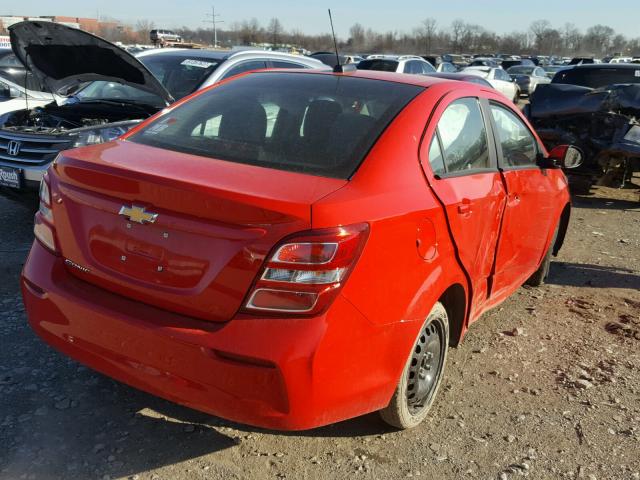 1G1JB5SH2H4166693 - 2017 CHEVROLET SONIC LS 红色 照片 4