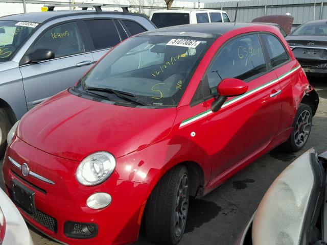 3C3CFFBR8CT115113 - 2012 FIAT 500 SPORT RED photo 2