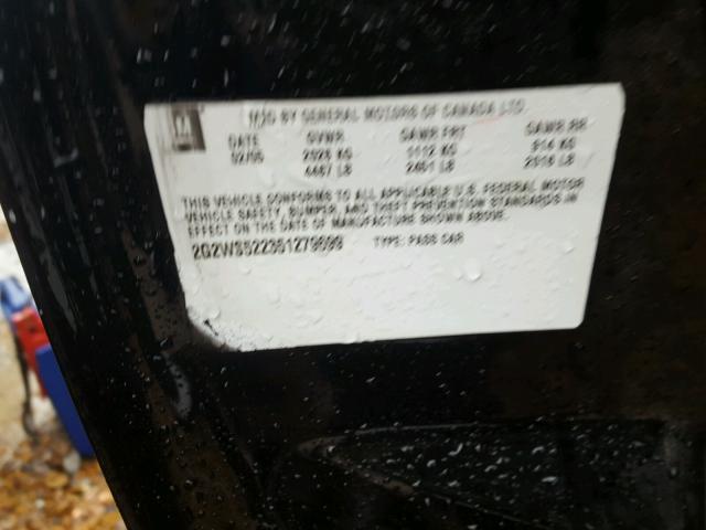 2G2WS522351279699 - 2005 PONTIAC GRAND PRIX BLACK photo 10