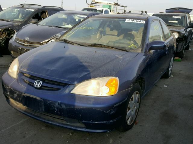 1HGEM22952L060800 - 2002 HONDA CIVIC EX BLUE photo 2