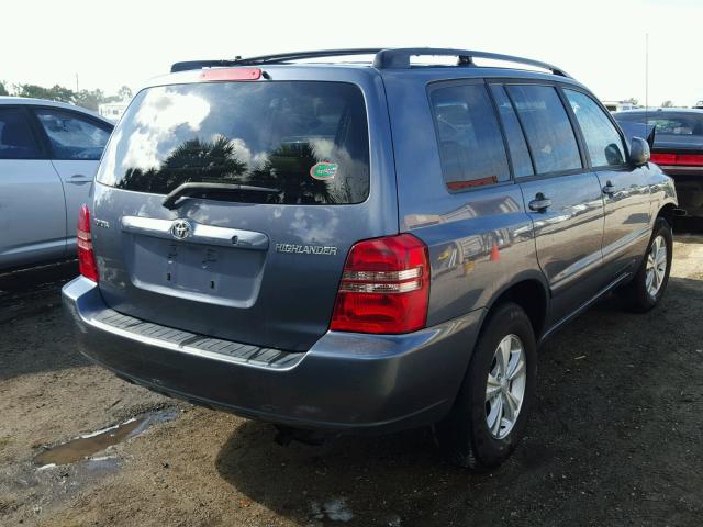 JTEGD21A530073581 - 2003 TOYOTA HIGHLANDER BLUE photo 4