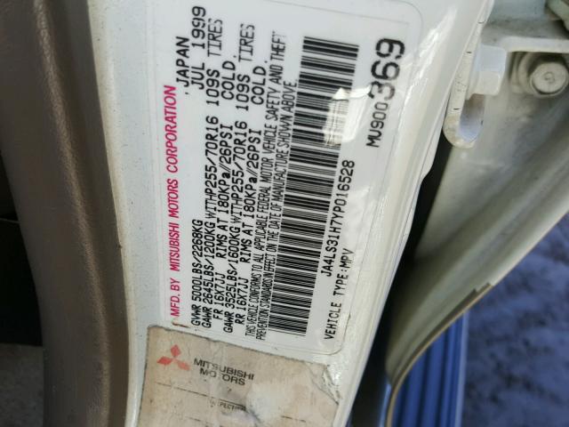 JA4LS31H7YP016528 - 2000 MITSUBISHI MONTERO SP WHITE photo 10