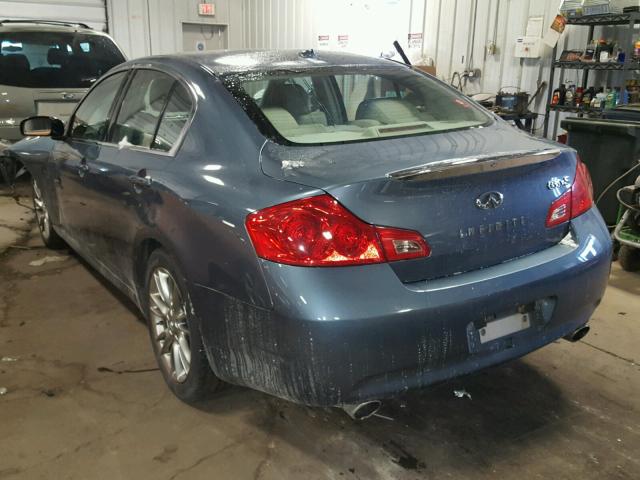 JNKBV61F28M280104 - 2008 INFINITI G35 BLUE photo 3