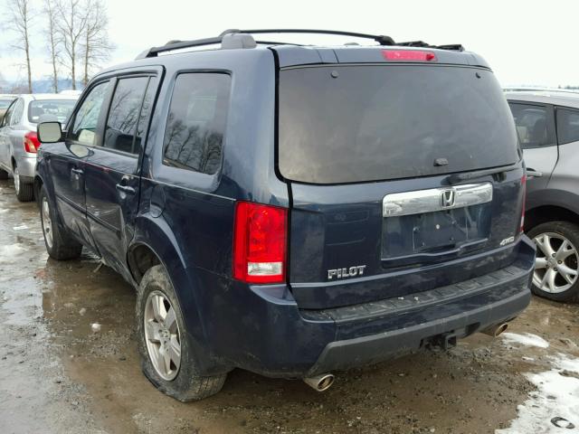 5FNYF4H51BB020822 - 2011 HONDA PILOT EXL BLUE photo 3