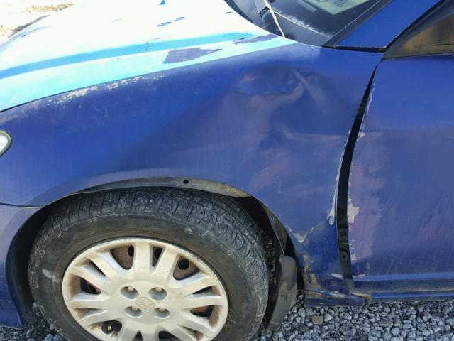 1HGEM22545L016420 - 2005 HONDA CIVIC LX BLUE photo 9