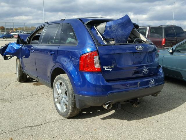 2FMDK3JC3DBB10336 - 2013 FORD EDGE BLUE photo 3