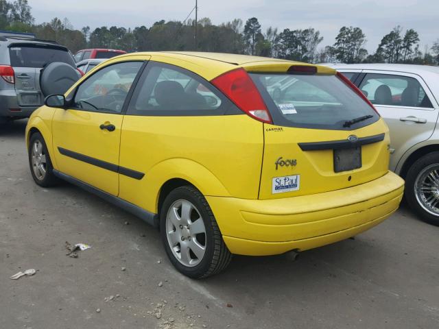 3FAFP31331R179609 - 2001 FORD FOCUS ZX3 YELLOW photo 3