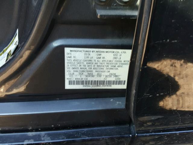 1N4AL11D86C264406 - 2006 NISSAN ALTIMA S BLACK photo 10