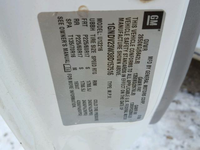 1GNDV23W38D157516 - 2008 CHEVROLET UPLANDER L 白色 照片 10