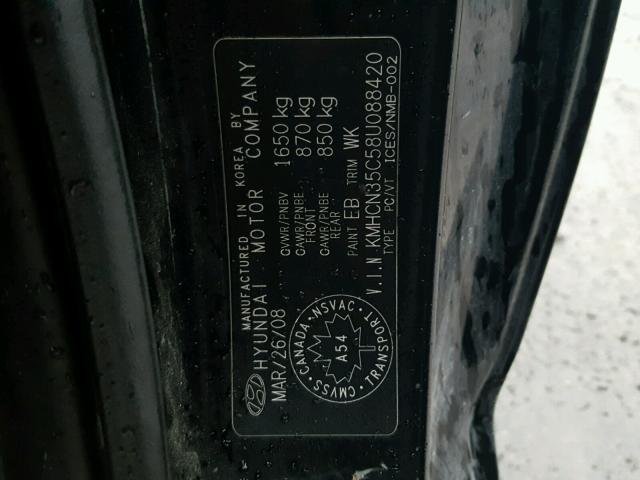 KMHCN35C58U088420 - 2008 HYUNDAI ACCENT BAS BLACK photo 10