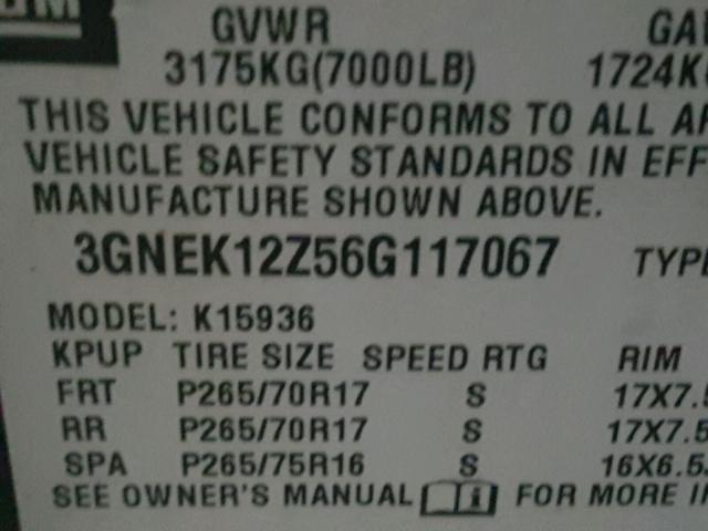 3GNEK12Z56G117067 - 2006 CHEVROLET AVALANCHE BLACK photo 10