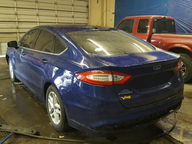 3FA6P0H77ER143645 - 2014 FORD FUSION SE BLUE photo 3