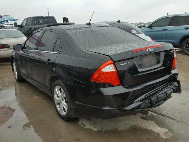 3FAHP0HA1CR345169 - 2012 FORD FUSION SE BLACK photo 3