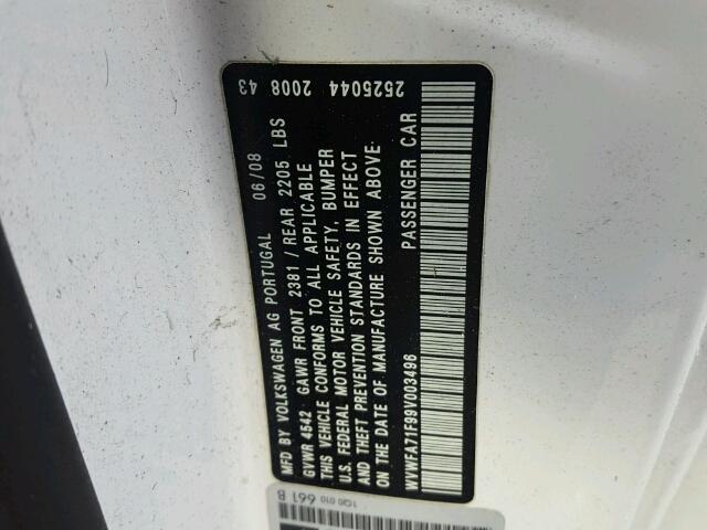 WVWFA71F99V003496 - 2009 VOLKSWAGEN EOS LUX 白色 照片 10