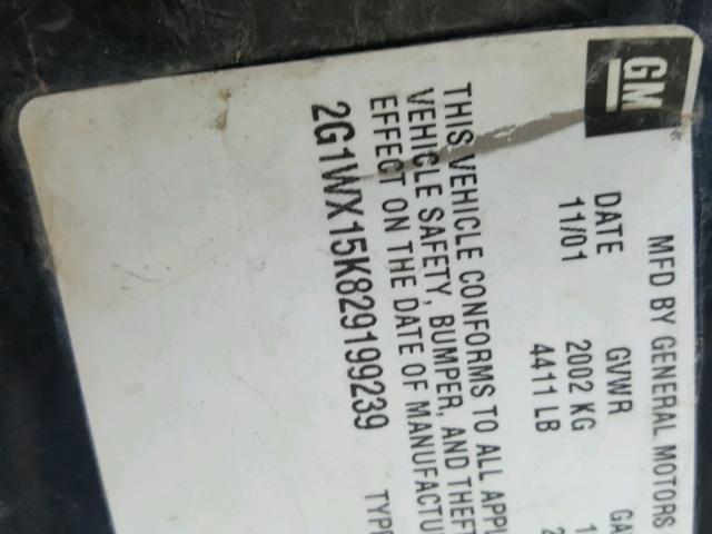 2G1WX15K829199239 - 2002 CHEVROLET MONTE CARL 黑色 照片 10