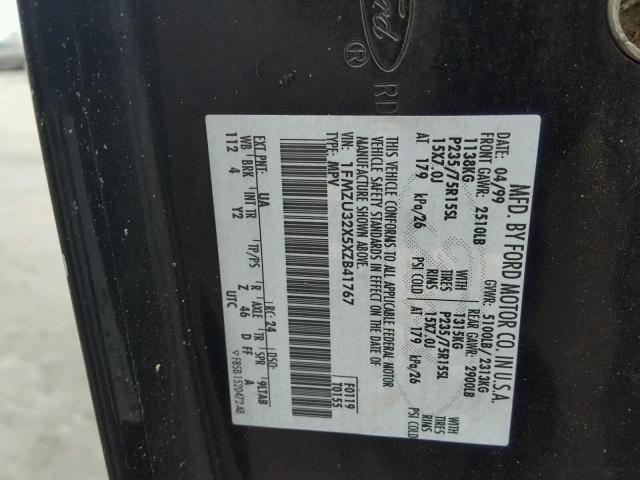 1FMZU32X5XZB41767 - 1999 FORD EXPLORER BLACK photo 10