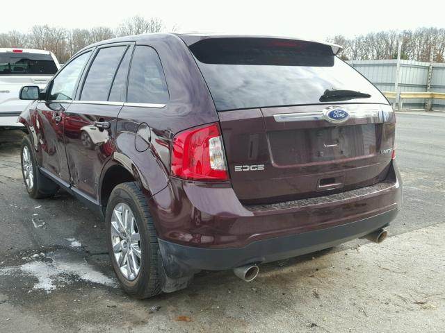 2FMDK3KC8BBB32649 - 2011 FORD EDGE LIMIT MAROON photo 3