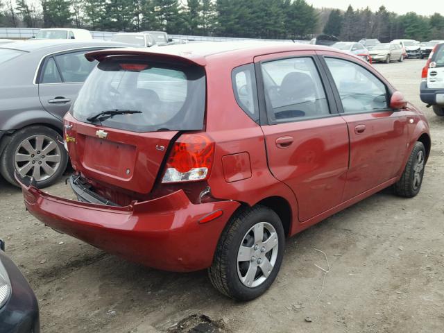 KL1TD66637B769274 - 2007 CHEVROLET AVEO BASE RED photo 4