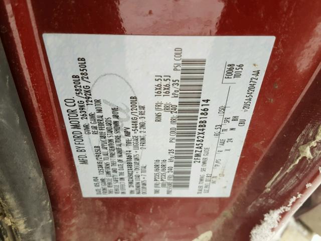 2FMZA582X4BB18614 - 2004 FORD FREESTAR L MAROON photo 10