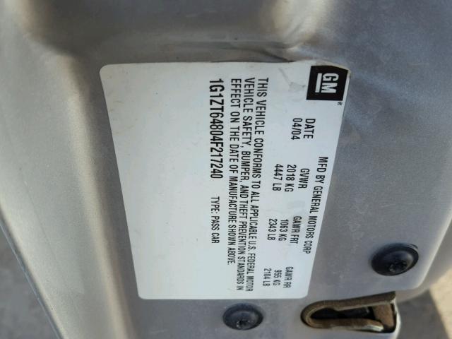 1G1ZT64804F217240 - 2004 CHEVROLET MALIBU MAX ვერცხლისფერი ფოტო 10