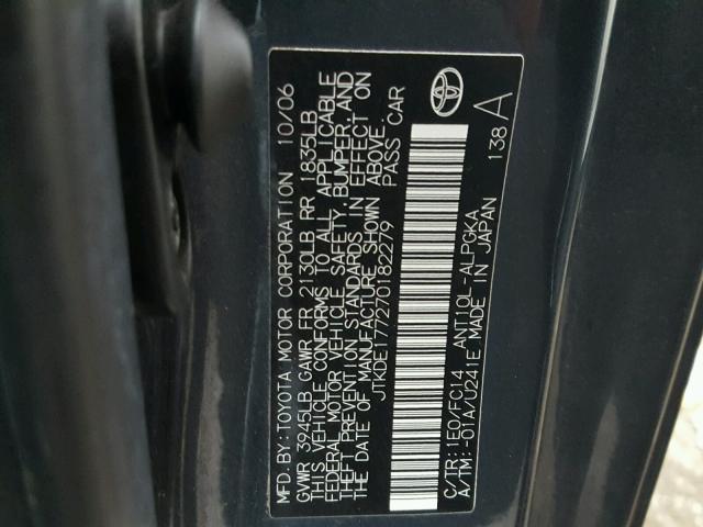 JTKDE177270182279 - 2007 TOYOTA SCION TC BLACK photo 10