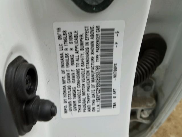 19XFC2F85GE093769 - 2016 HONDA CIVIC EX WHITE photo 10