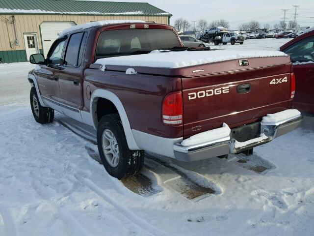 1B7GG2AX71S223630 - 2001 DODGE DAKOTA QUA MAROON photo 3