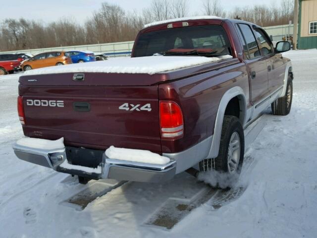 1B7GG2AX71S223630 - 2001 DODGE DAKOTA QUA MAROON photo 4